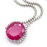 Estate 18K White Gold 52.62 Carats Ruby & 1.92 TCW Diamond Tennis Necklace H/I SI-1-I/1