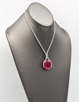 Estate 18K White Gold 52.62 Carats Ruby & 1.92 TCW Diamond Tennis Necklace H/I SI-1-I/1