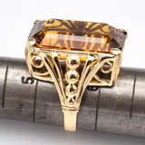 Vintage 18K Yellow Gold 26.06 Carats Honey Topaz Cocktail Ring