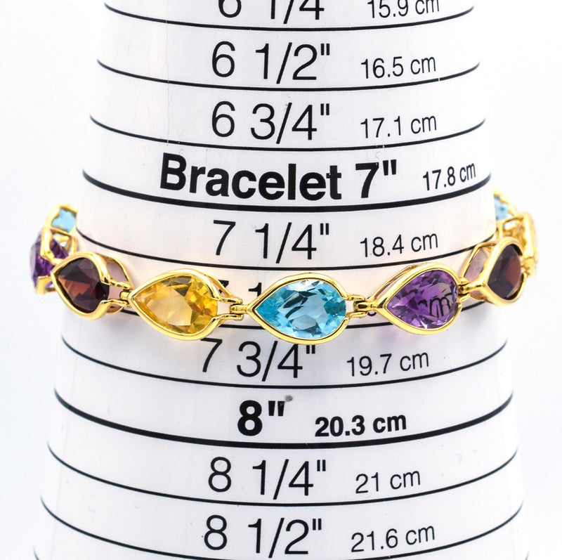 Estate 14K Yellow Gold Pear Multi-Stone Hinged Link Bracelet