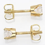 Vintage 14K Yellow Gold 0.92 TCW Diamond Screw Back Stud Earrings