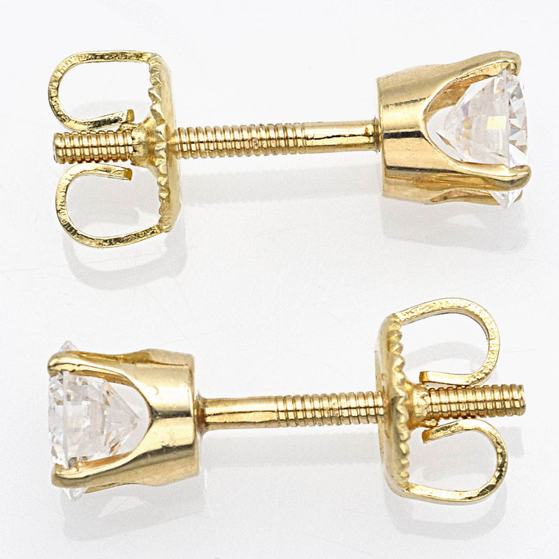 Vintage 14K Yellow Gold 0.92 TCW Diamond Screw Back Stud Earrings