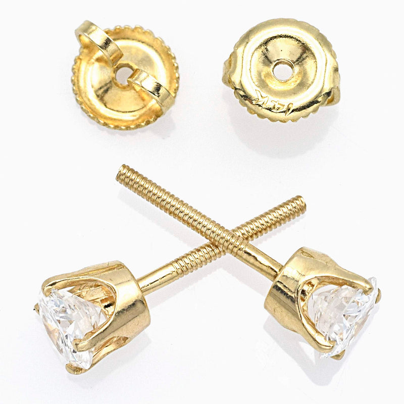 Vintage 14K Yellow Gold 0.92 TCW Diamond Screw Back Stud Earrings