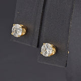 Vintage 14K Yellow Gold 0.92 TCW Diamond Screw Back Stud Earrings