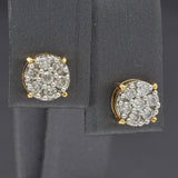 Vintage 14K Yellow Gold Diamond Circle Stud Earrings