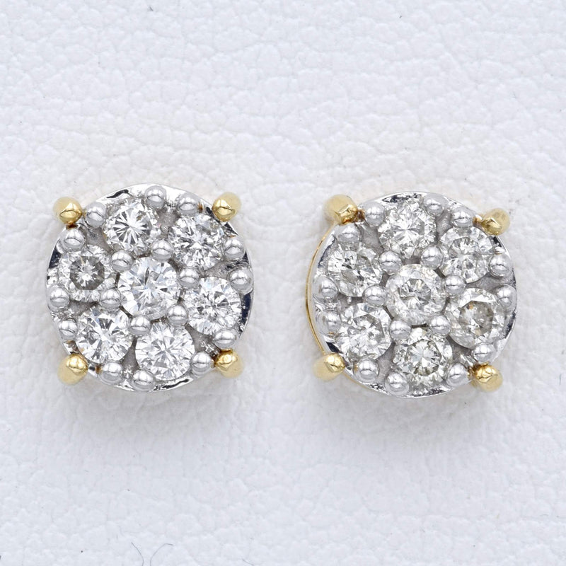 Vintage 14K Yellow Gold Diamond Circle Stud Earrings