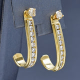 Estate 14K Yellow Gold Diamond Front-Back Screw On Earrings