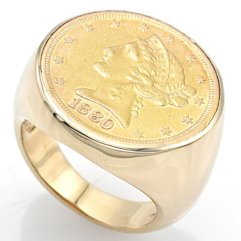 Vintage 14K Yellow Gold 1880 Five Dollar US Liberty Coin Ring