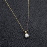 Vintage 14K Yellow Gold 0.50 Ct Diamond Solitaire Pendant Necklace