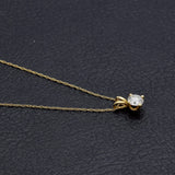 Vintage 14K Yellow Gold 0.50 Ct Diamond Solitaire Pendant Necklace