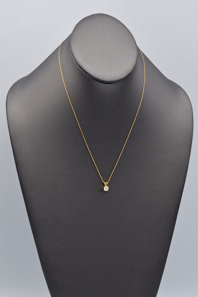 Vintage 14K Yellow Gold 0.50 Ct Diamond Solitaire Pendant Necklace