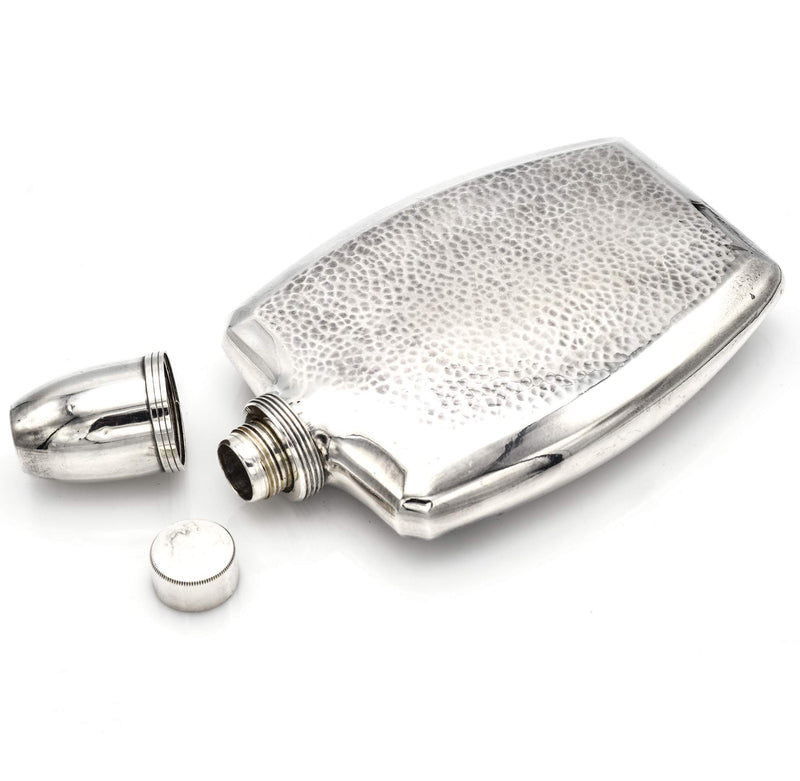 Antique Japanese Hammered Sterling Silver Flask