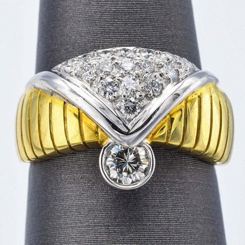 Vintage 18K Yellow White Gold 0.60 TCW Diamond Ring F/G VVS-2 & G VS1