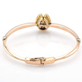 Antique 14K Yellow Gold 0.55 TCW Mine Cut Diamond & Pearl Bangle Bracelet