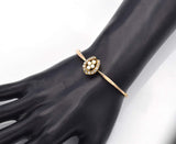Antique 14K Yellow Gold 0.55 TCW Mine Cut Diamond & Pearl Bangle Bracelet