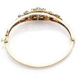 Antique Victorian 14K Yellow Gold Turquoise Hinged Bangle Bracelet