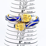 Vintage Greek 18K Yellow Gold Sapphire & Diamond Blue Enamel Lion Bracelet