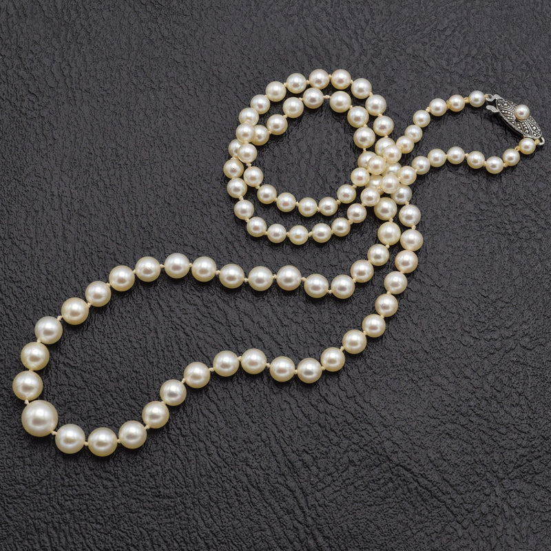 Vintage Mikimoto Sterling Silver Sea Pearl Single-Strand Necklace