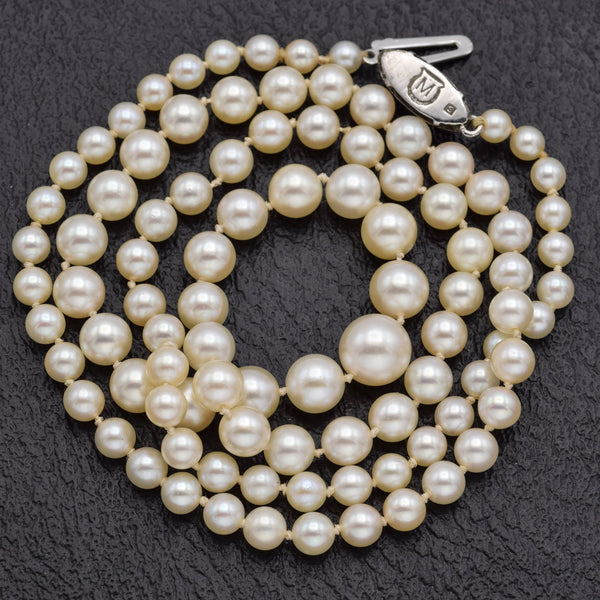 Vintage Mikimoto Sterling Silver Sea Pearl Single-Strand Necklace