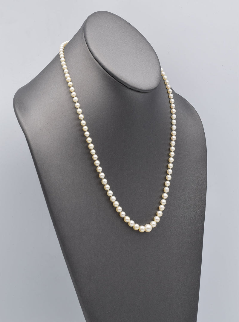 Vintage Mikimoto Sterling Silver Sea Pearl Single-Strand Necklace