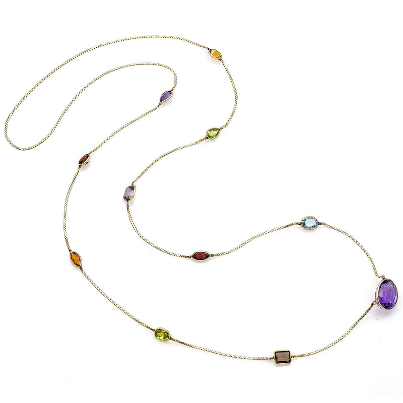 Estate 14K Yellow Gold Multi-Stone Necklace