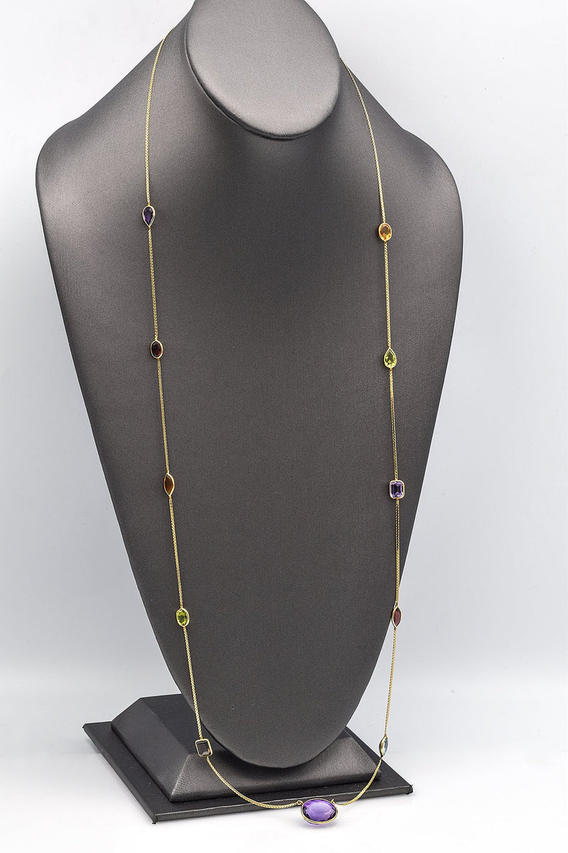 Estate 14K Yellow Gold Multi-Stone Necklace