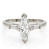 Estate 14K White Gold Marquise Diamond Band Ring