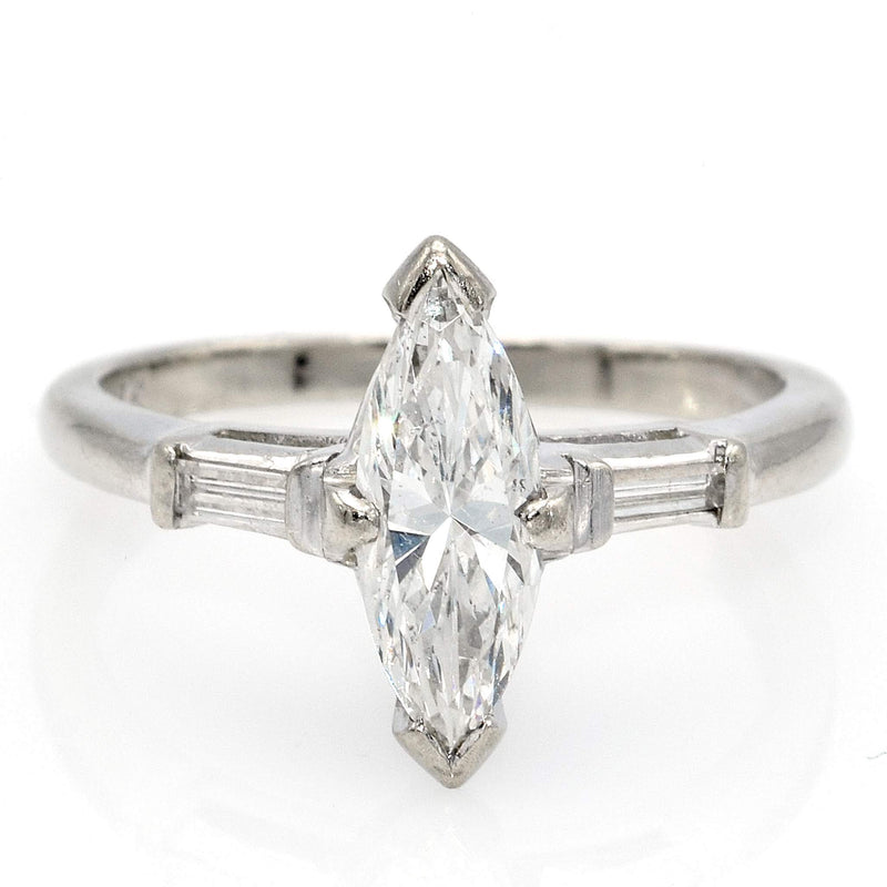 Estate 14K White Gold Marquise Diamond Band Ring