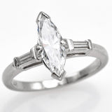 Estate 14K White Gold Marquise Diamond Band Ring