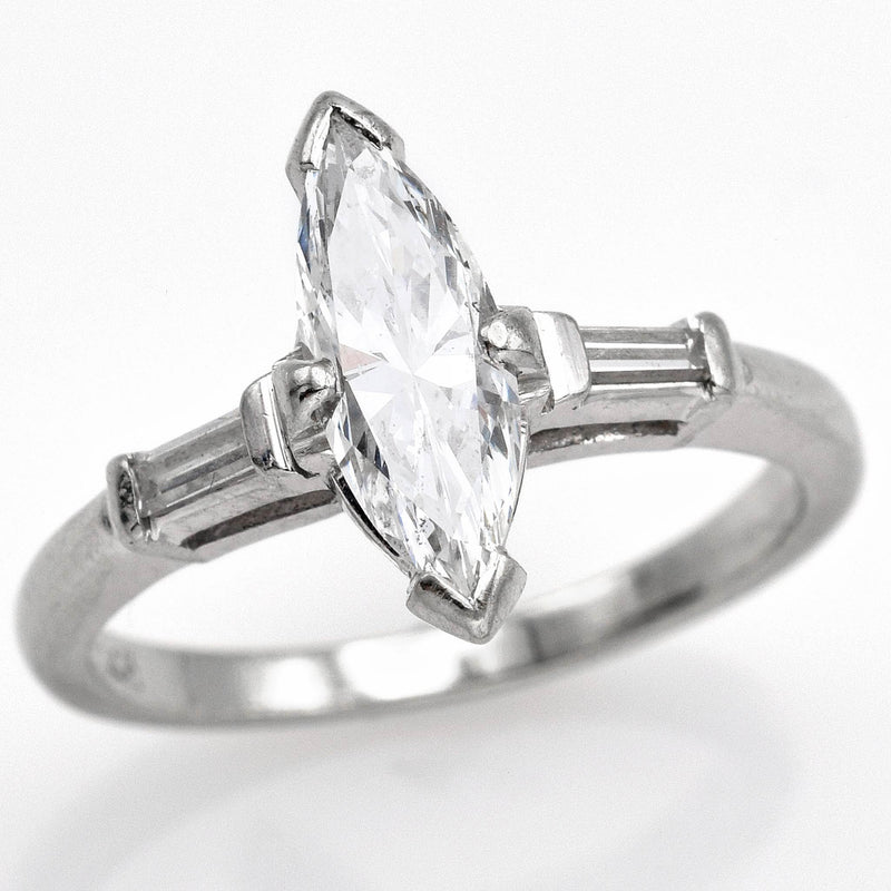 Estate 14K White Gold Marquise Diamond Band Ring