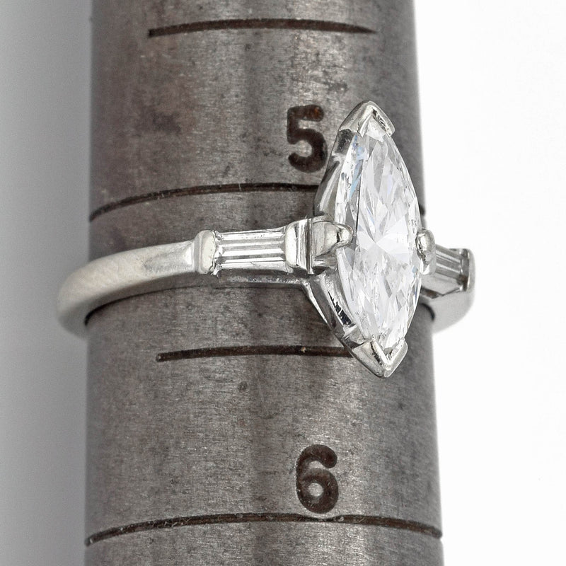 Estate 14K White Gold Marquise Diamond Band Ring