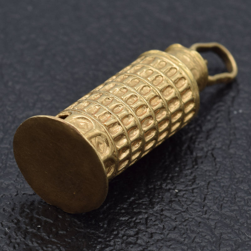 Vintage 18K Yellow Gold Leaning Pisa Tower Charm Pendant 3.3 Grams