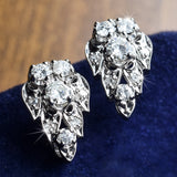 Vintage 14K White Gold Diamond Art Deco Stud Earrings