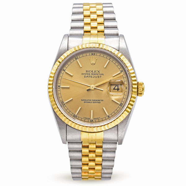 1995 Rolex Datejust 18K Gold Stainless Steel Watch Ref 16233 Men's