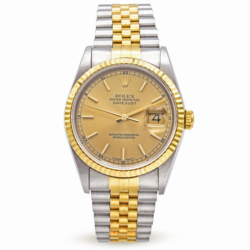 1995 Rolex Datejust 18K Gold Stainless Steel Watch Ref 16233 Men's