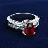 GIA Certified 14K White Gold Oval Ruby & Diamond Ring