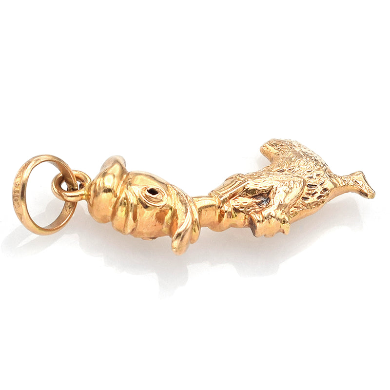 Vintage 18K Yellow Gold Donald Duck Charm Pendant