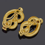 Vintage 1994 Angela Cummings 18K Gold Green & Pink Tourmaline Clip On Earrings