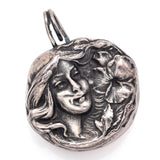 Vintage Henryk Winograd HW 999 Fine Silver Repoussé Woman Flower Pendant 24.5mm