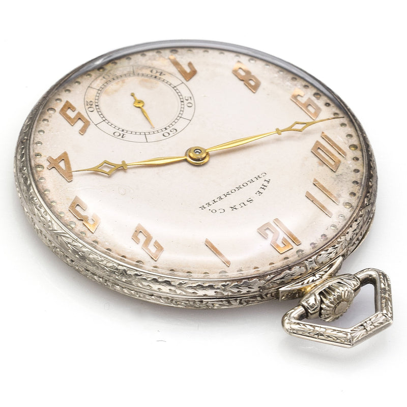 Antique 18K White Gold The Sun Co. Chronometer Pocket Watch