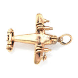 Vintage 14K Yellow Gold Movable Airplane Charm Pendant