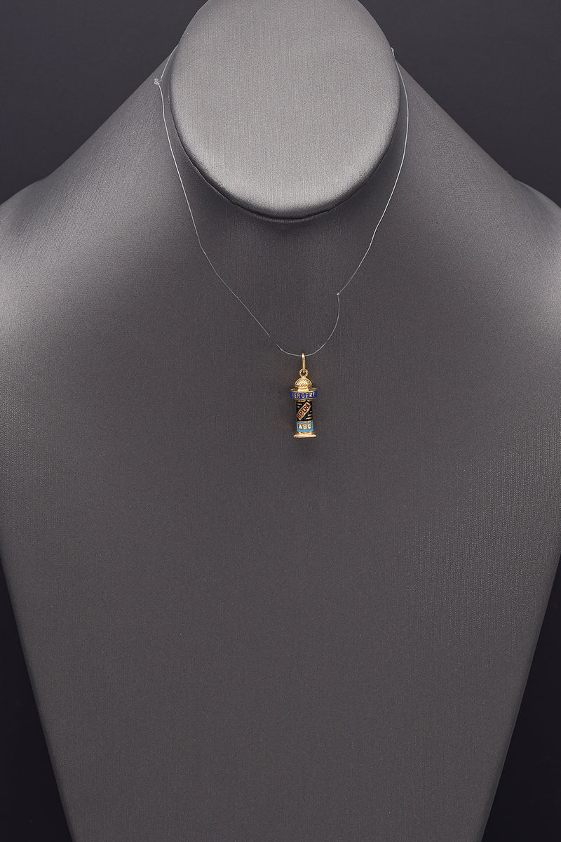 Vintage 18K Yellow Gold Folies-Bergere Enamel Charm Pendant 1.4 Grams