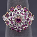 Vintage 18K Yellow Gold Ruby Thai Princess Harem Cluster Cocktail Ring 5.7 Grams