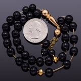 Vintage 18K Yellow Gold Black Onyx Prayer Beads 26.7 Grams