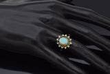 Vintage 14K Yellow Gold Opal, Emerald & 0.24 TCW Diamond Hinged Cocktail Ring