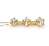 Vintage 14K Yellow Gold 1.08 TCW Diamond Square Bar Journey Pendant Necklace