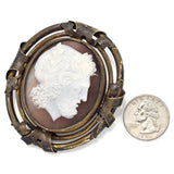 Antique Cameo Large Oval Swivel Mourning Brooch Pin