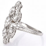 Antique Platinum Old Euro Cut Diamond Art Deco Cocktail Ring