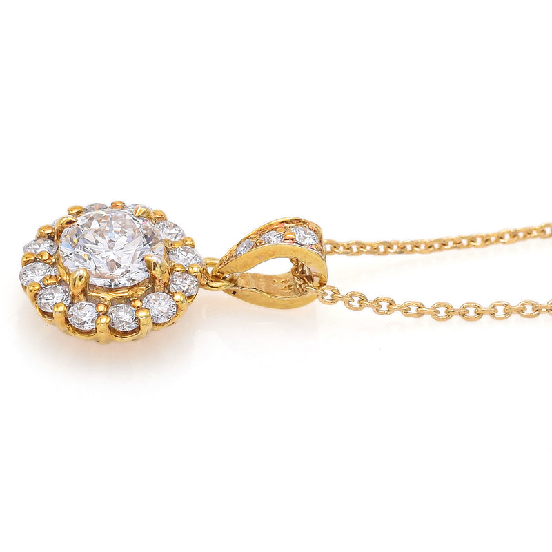 Vintage 14K Yellow Gold 1.06 TCW Diamond Pendant Necklace