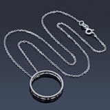 Estate 18K White Gold Diamond Open Circle Pendant Slider Necklace 3.8 Grams 16"